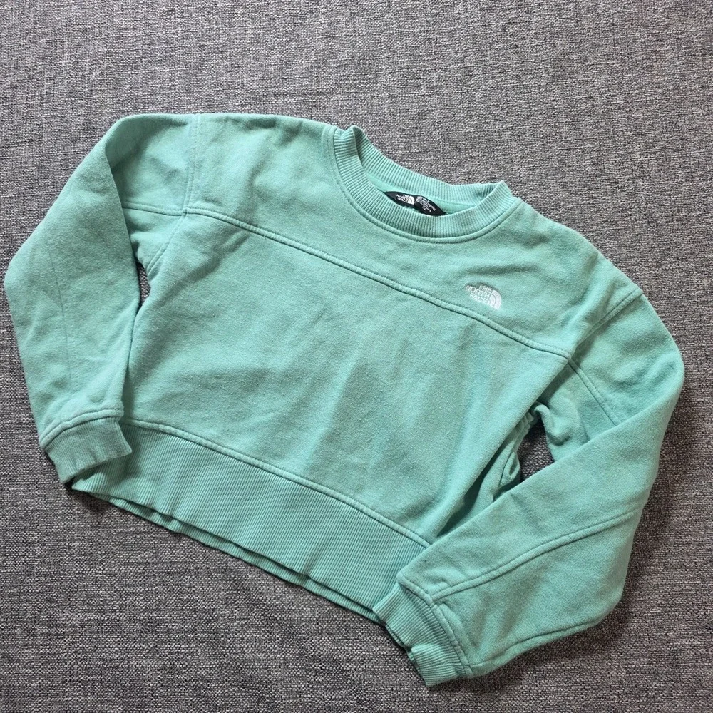 The North Face Teen Girls Mint Green Cropped Fleece Sweatshirt Size Small (7/8)